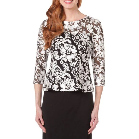 Ready for the Holidays! Alex Evenings Soutache Illusion Top - Picture 1 of 6